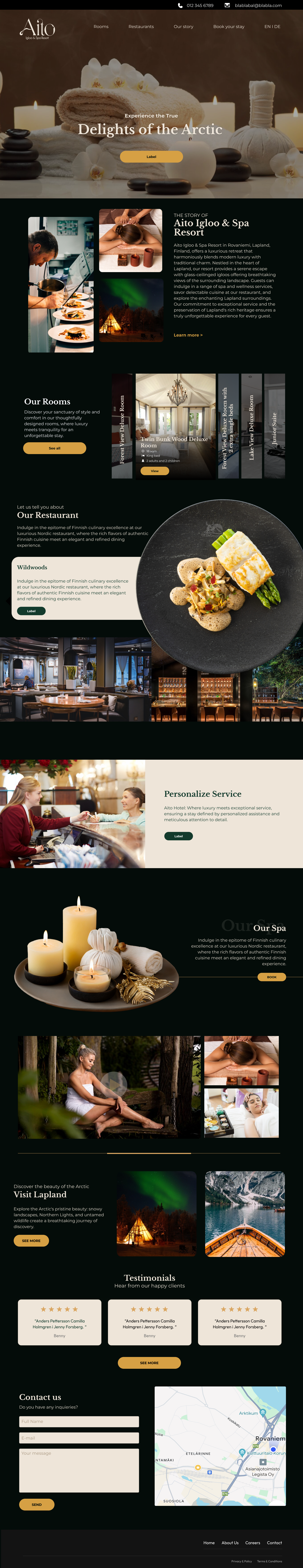 Aito Igloo & Spa Resort website home page, Delights of the Arctic