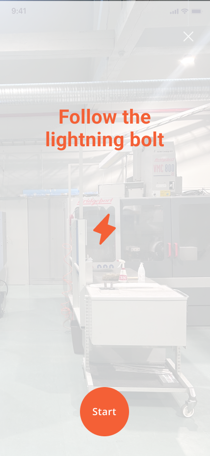 Point Team AR challenge, follow the lightning bolt
