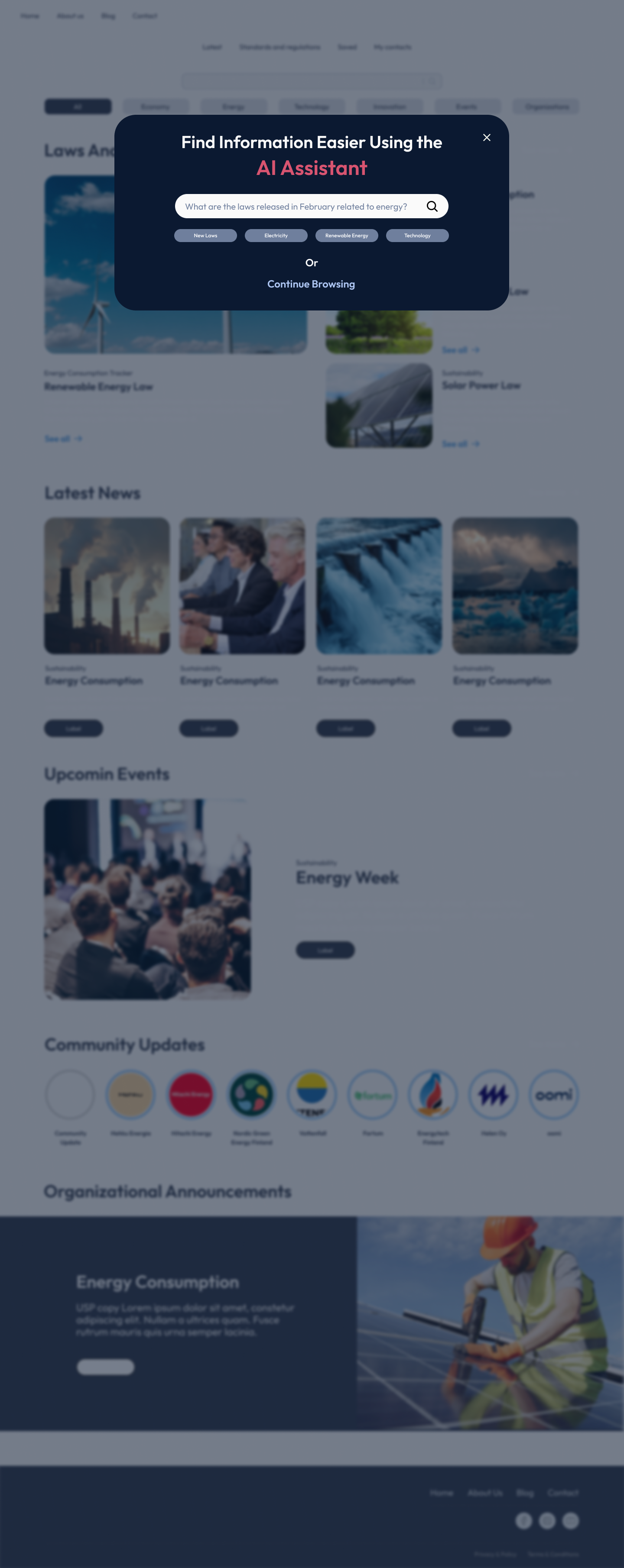 Regulation Guide home with the AI Assistant prompt modal open over the page
