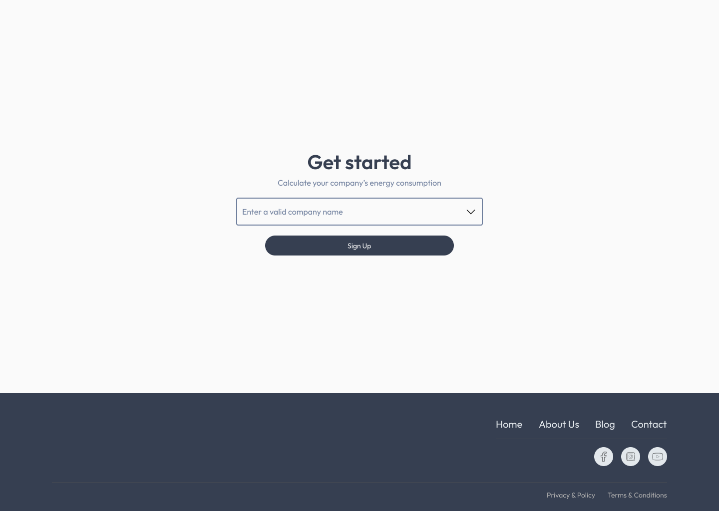 Regulation Guide get started screen, enter a company name to sign up
