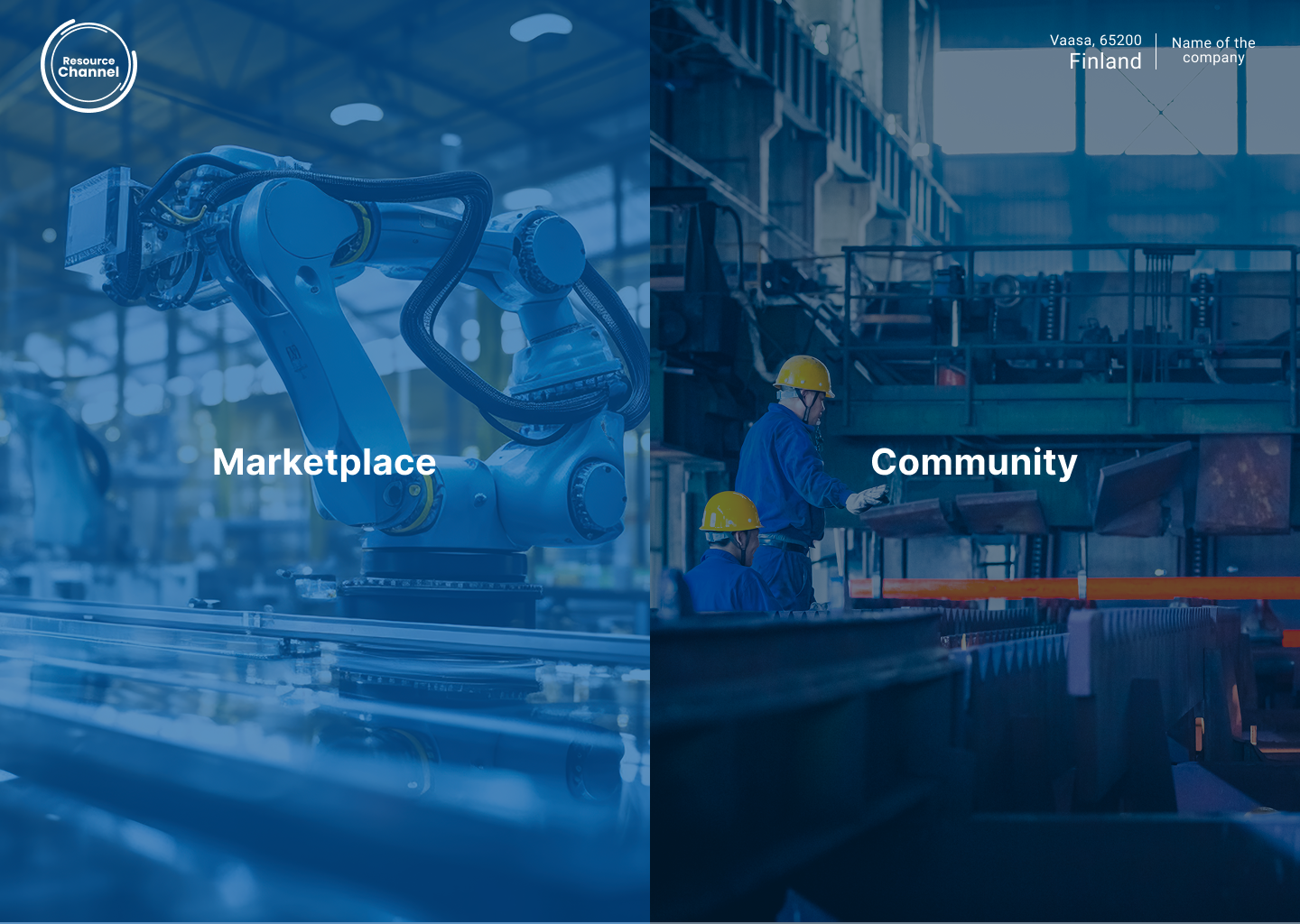 Resource Channel entry screen split into Marketplace and Community halves